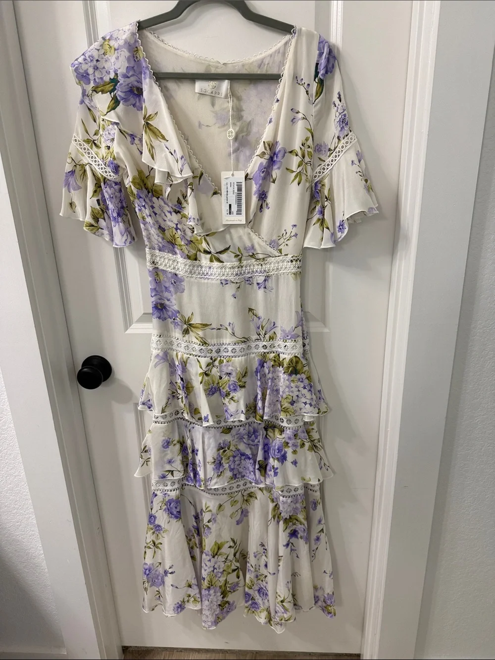 Lavender Floral Tiered Midi Dress - Women